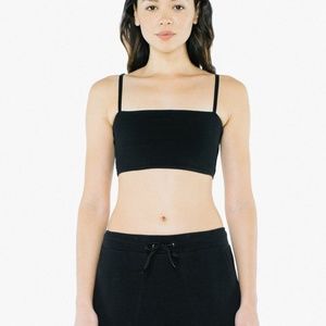 American Apparel Cotton Spandex Super Crop Spaghetti Tank cami bralette L large